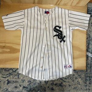Vintage White Sox Baseball Jersey Jim Thome Kids White Striped Baseball Jersey